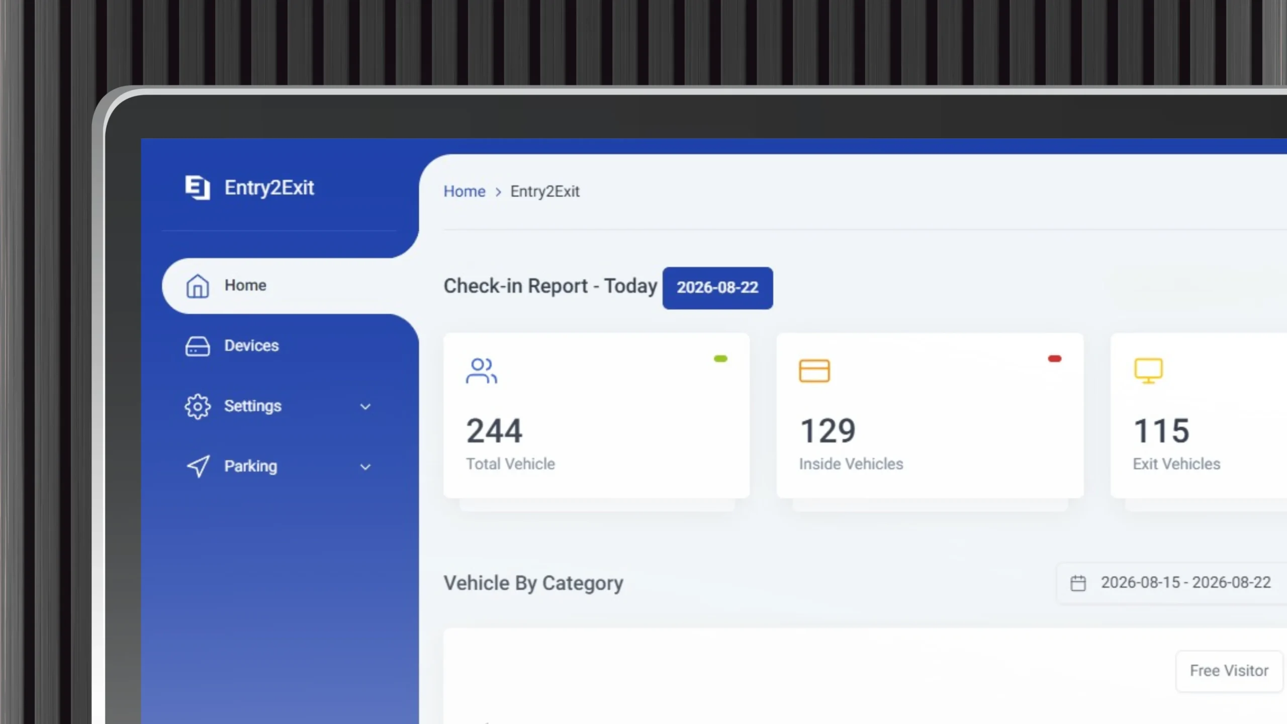 Parking monitoring and management dashboard Dubai