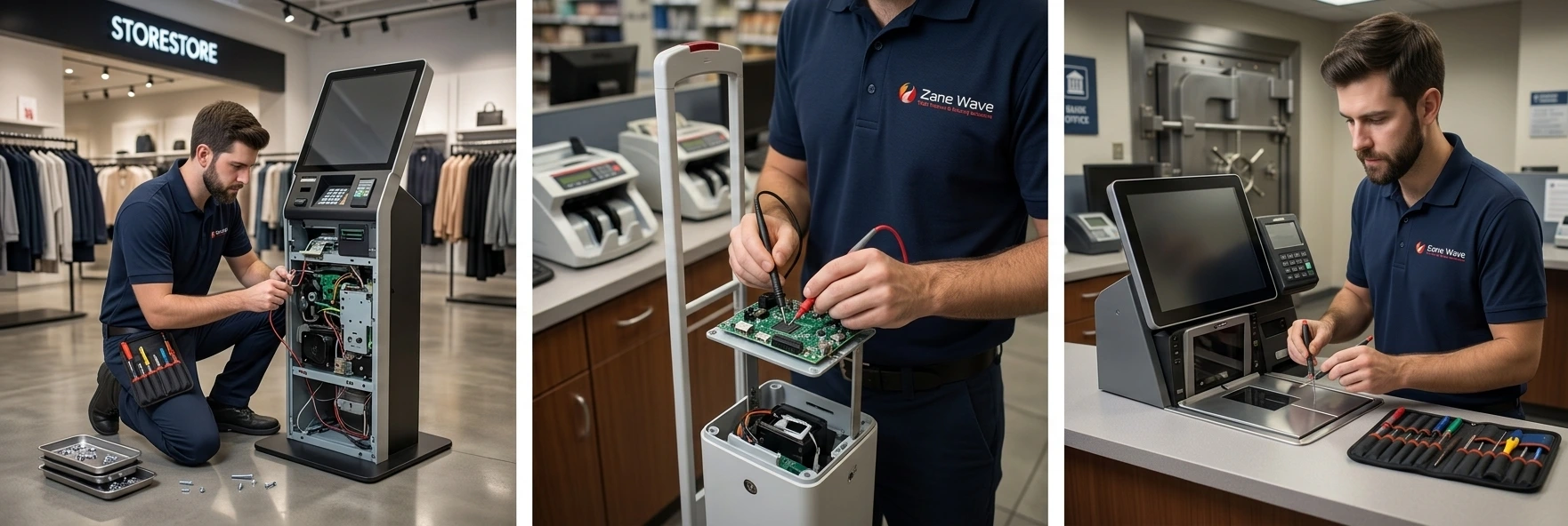 Cash counting machine repair at retail store