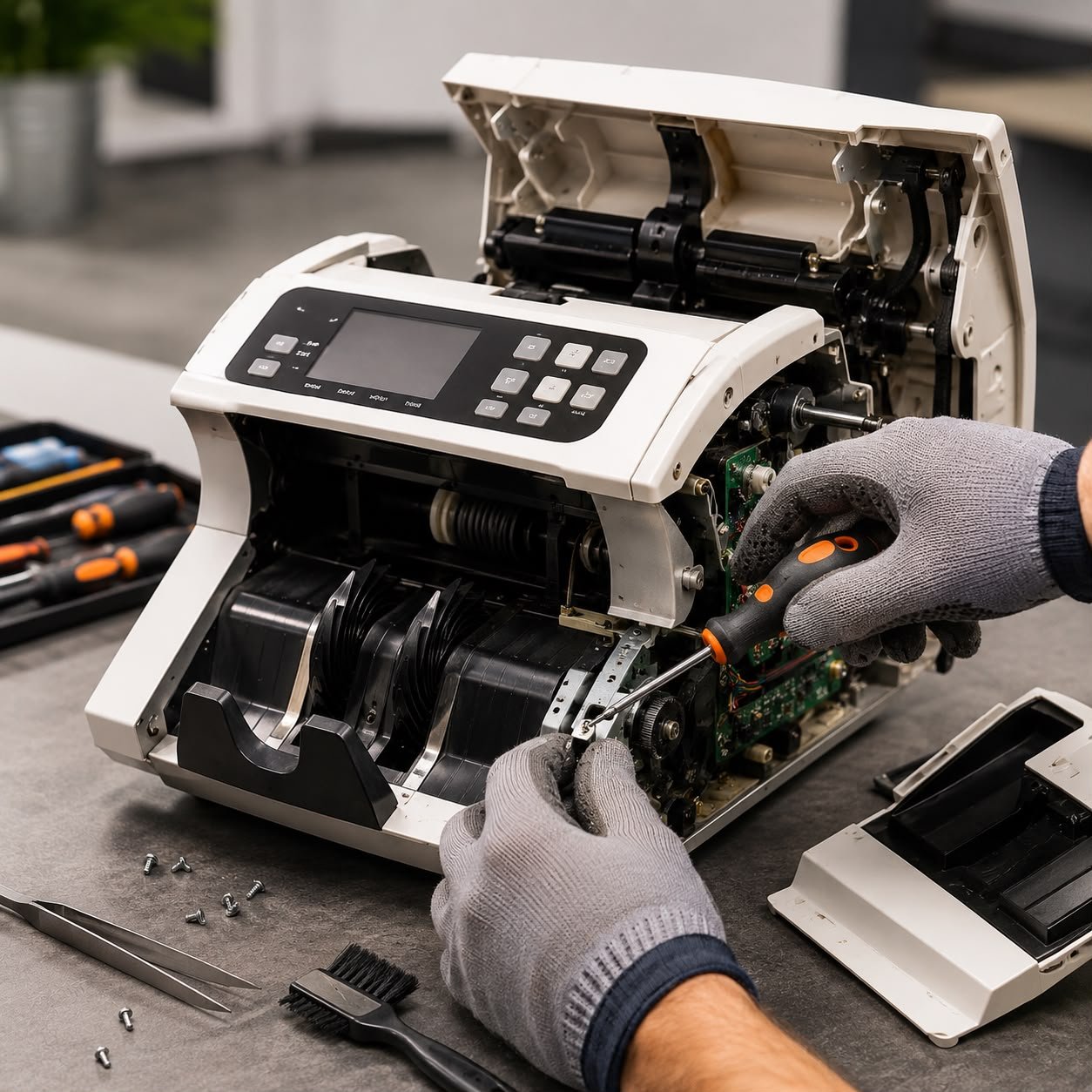 Cash counting machine repair technician