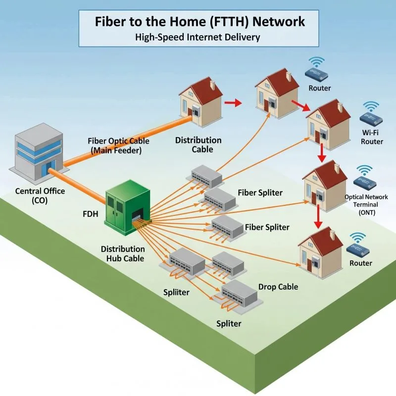 FTTH fiber to the home network diagram
