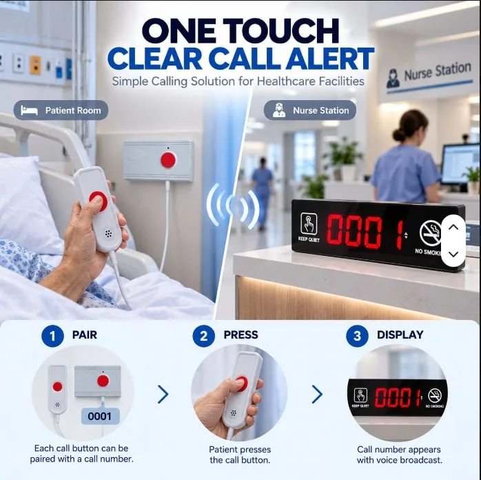 One-touch wireless call alert system in use