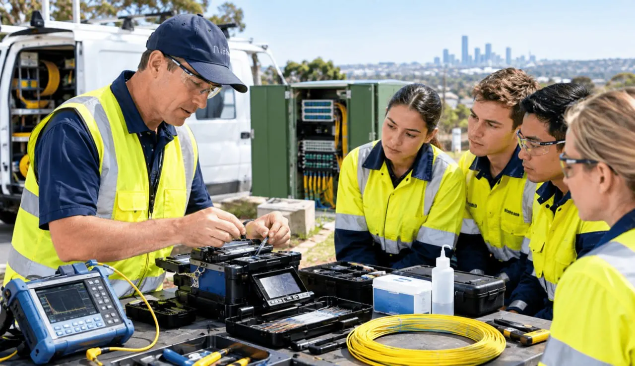 Zane Wave network engineering team with equipment Dubai