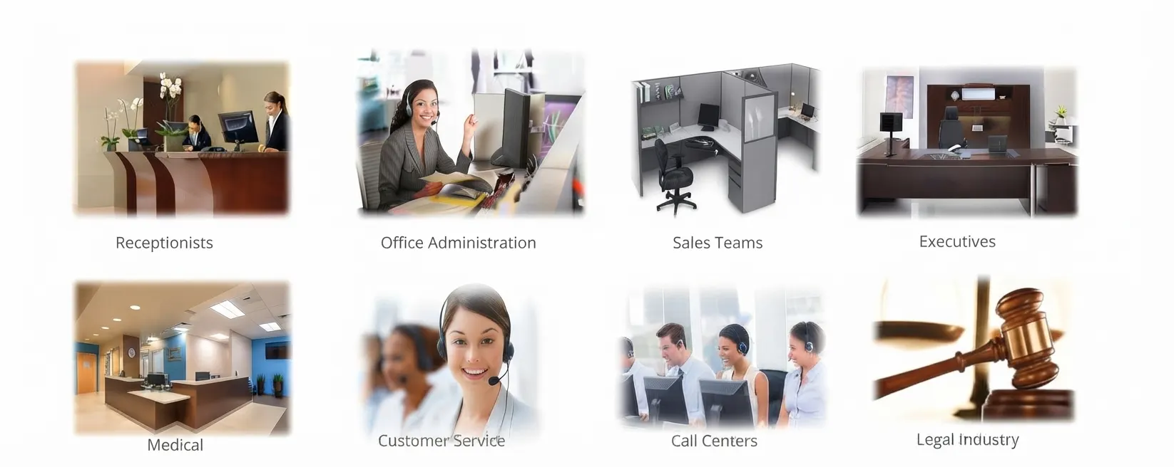 Industries that use IP telephone systems, including offices, call centers and hotels
