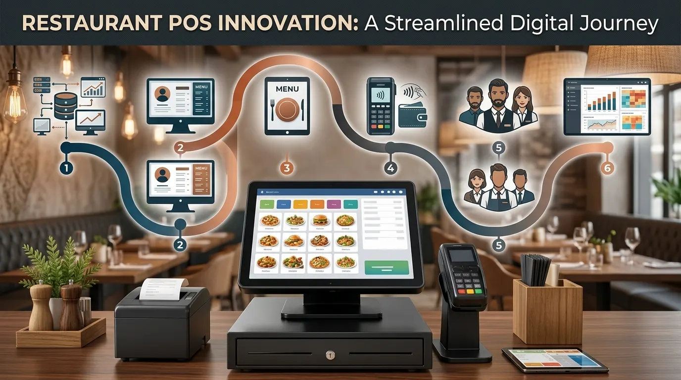 Restaurant POS system installation Dubai setup with terminal, kitchen display and digital ordering